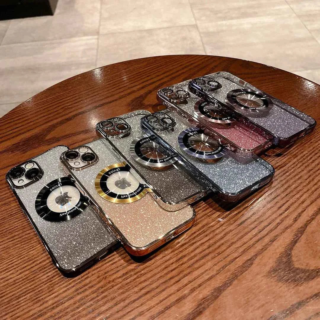 iPhone 14 Series- Glitter Magsafe Logo Cut Case