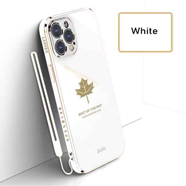 Electroplating Leaf Case With Lanyard - iPhone