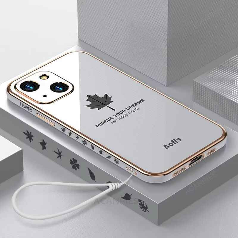 Electroplating Leaf Case With Lanyard - iPhone