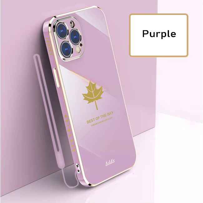 Electroplating Leaf Case With Lanyard - iPhone