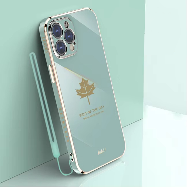 Electroplating Leaf Case With Lanyard - iPhone