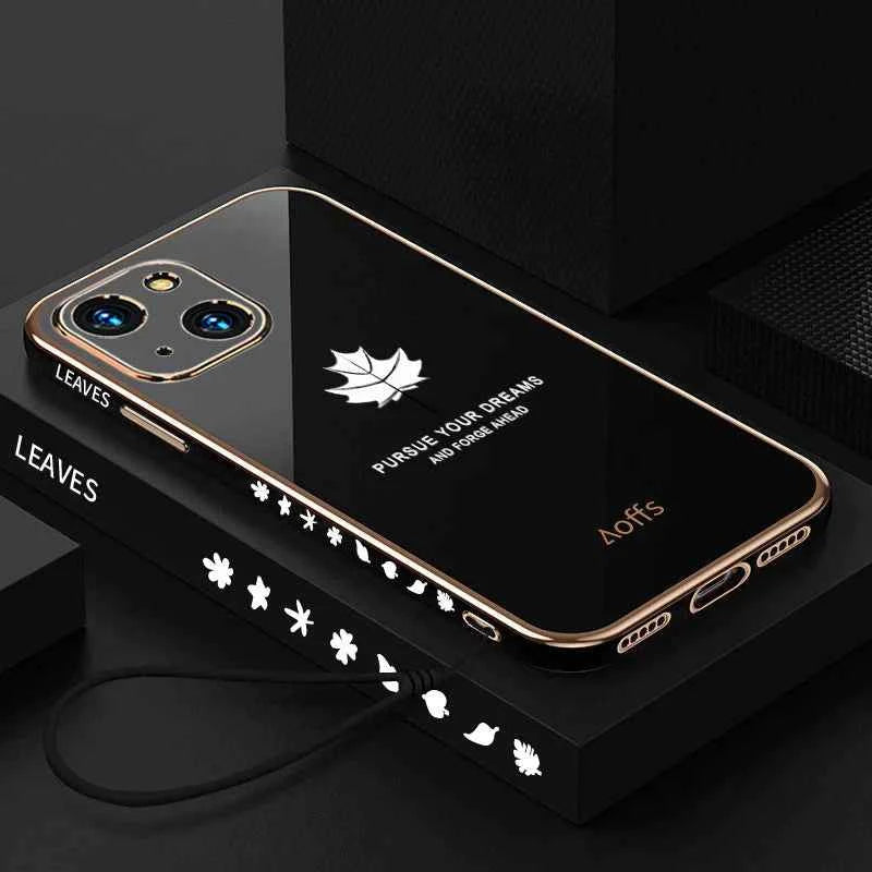 Electroplating Leaf Case With Lanyard - iPhone