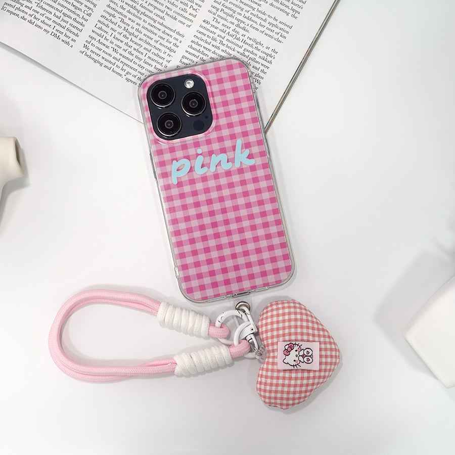 Cute Checkered Case with Heart Strap