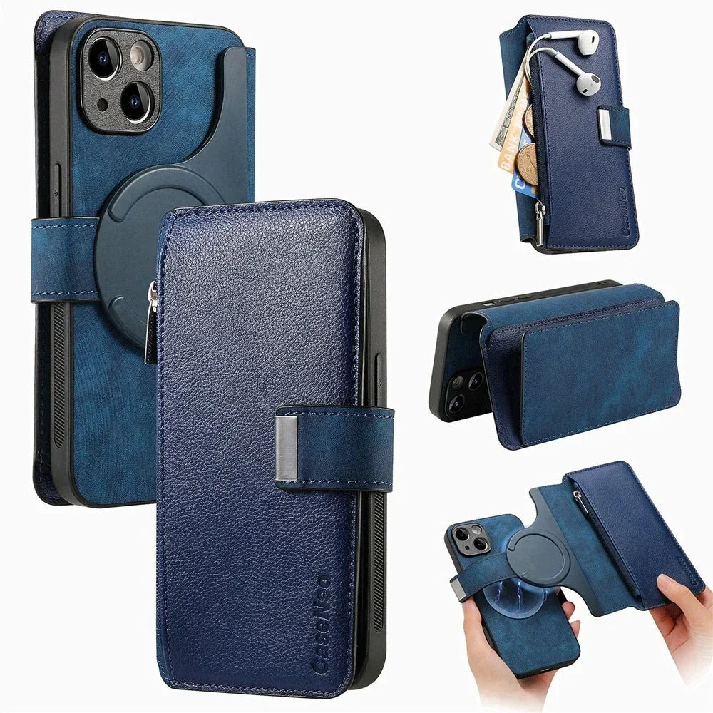 iPhone Series - Detachable Card Solt Wallet Leather Case