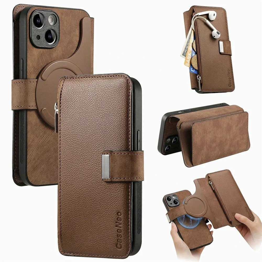 iPhone Series - Detachable Card Solt Wallet Leather Case