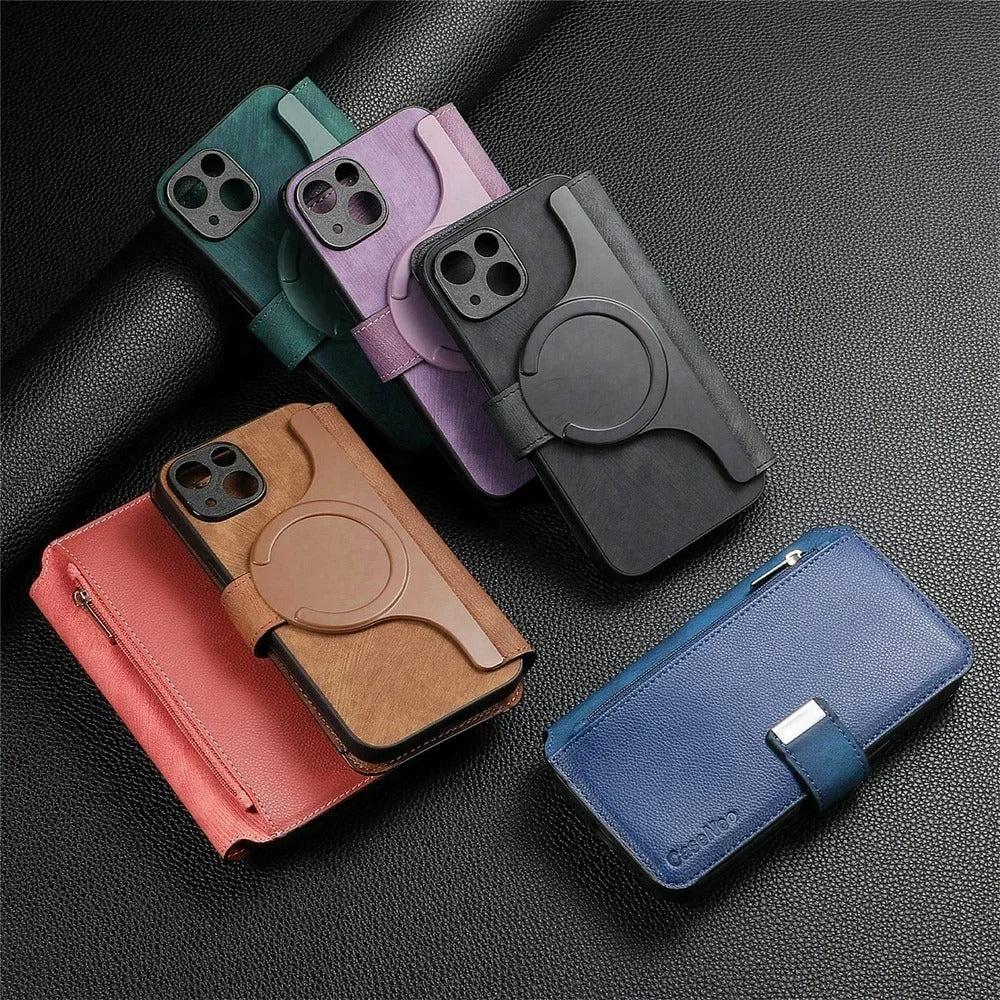iPhone Series - Detachable Card Solt Wallet Leather Case