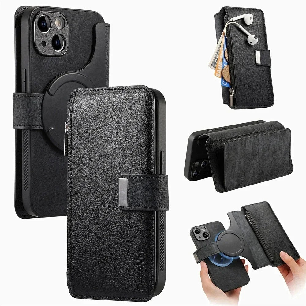iPhone Series - Detachable Card Solt Wallet Leather Case