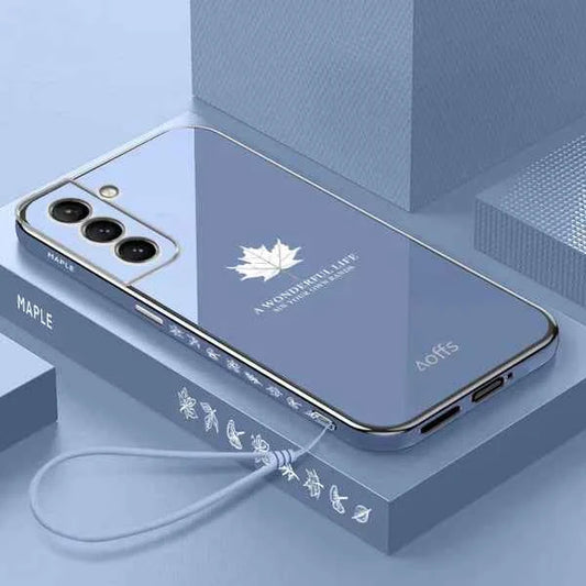 Galaxy S Series-Electroplating Leaf Case with Lanyard