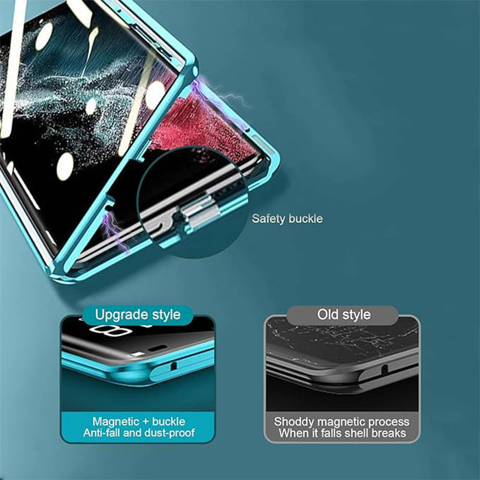 Galaxy S Series - Double-Sided Magnetic Leather Plexi-Glass Case