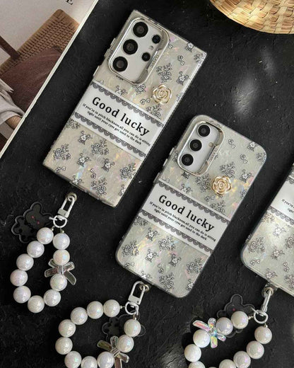 Lucky Pearl Flower Case With Lanyard