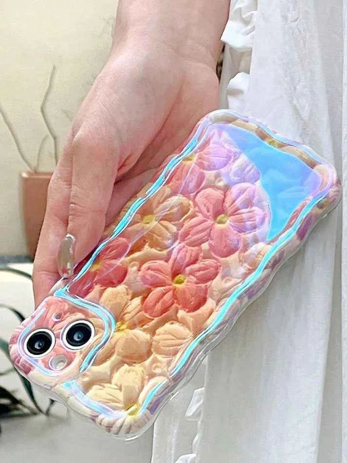 Floral Wavy Shape Case - iPhone