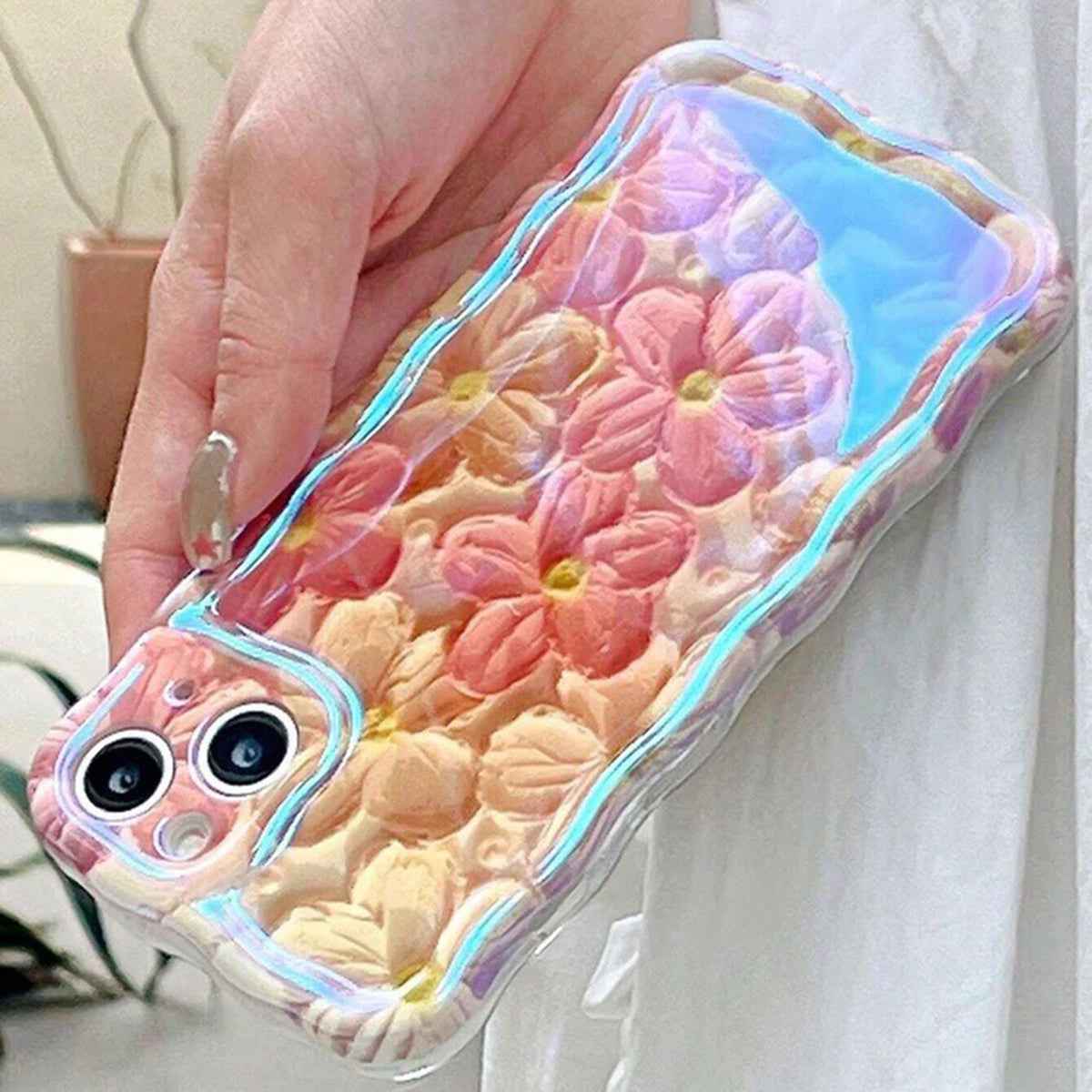 Floral Wavy Shape Case - iPhone
