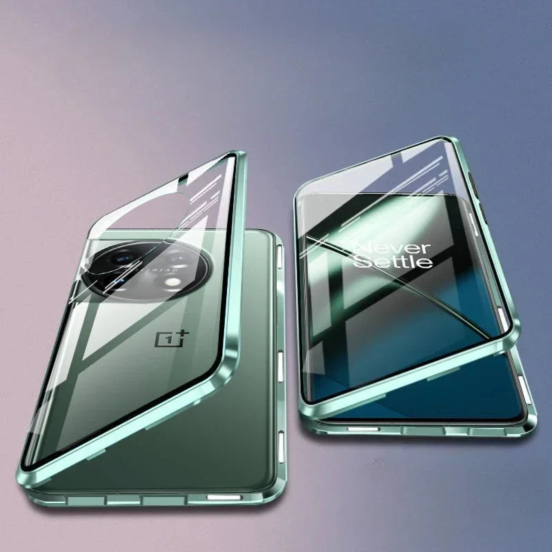 OnePlus Series -360° (Front+Back) Metal Body Protection Glass Case