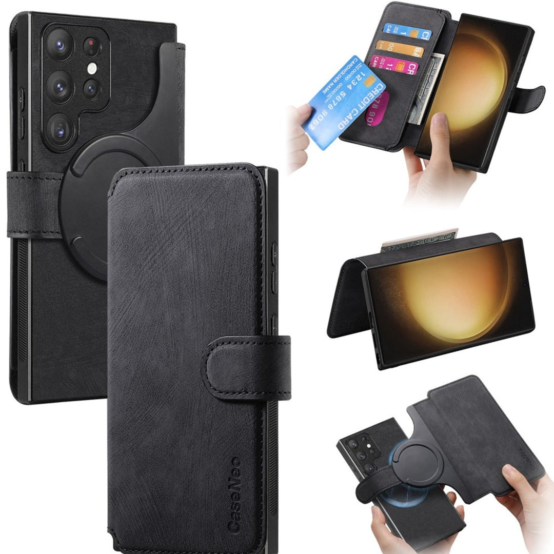Galaxy S Series - Detachable Card Solt Wallet Leather Case