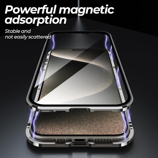 iPhone 15 Pro -Dual Magnetic Metal Body Magsafe Glass Case
