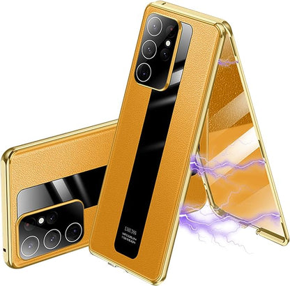 Galaxy S Series - Double-Sided Magnetic Leather Plexi-Glass Case