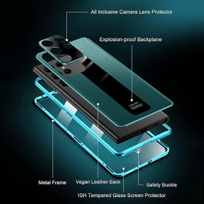 Galaxy S Series - Double-Sided Magnetic Leather Plexi-Glass Case