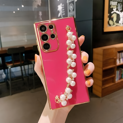Wrist Strap Pearl Chain Phone Case