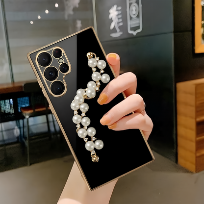Wrist Strap Pearl Chain Phone Case