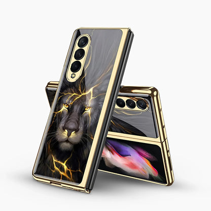 Galaxy Z Fold Series -  Animal Printed 9H Tempered Glass Case