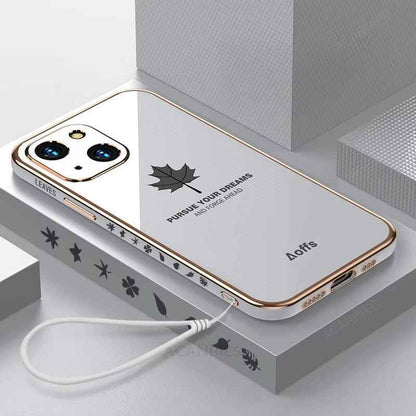 Electroplating Leaf Case With Lanyard - iPhone