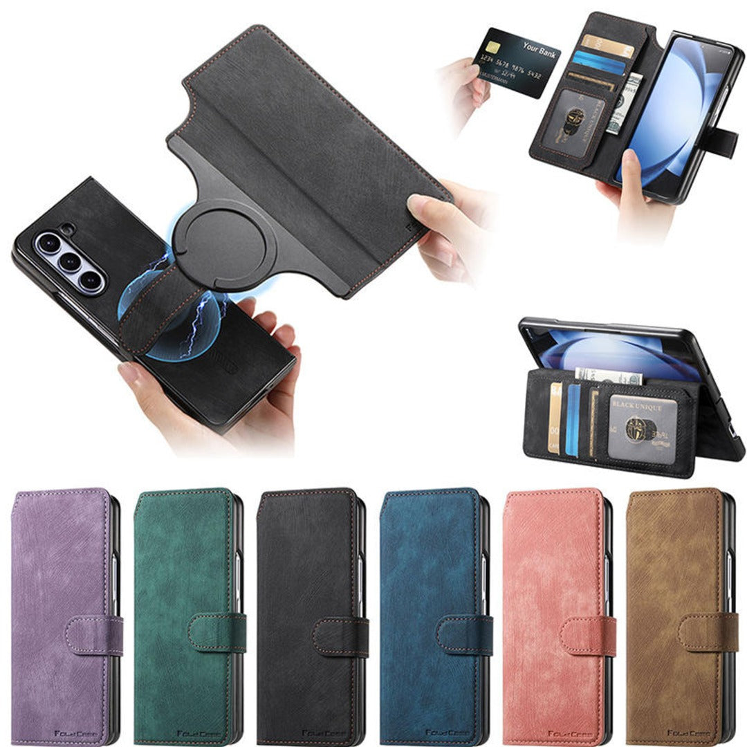 Galaxy Z Series - Detachable Card Solt Wallet Leather Case