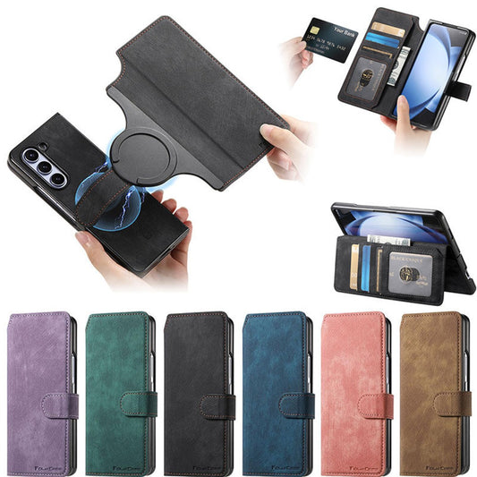 Galaxy Z Series - Detachable Card Solt Wallet Leather Case