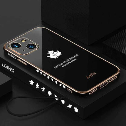 Electroplating Leaf Case With Lanyard - iPhone