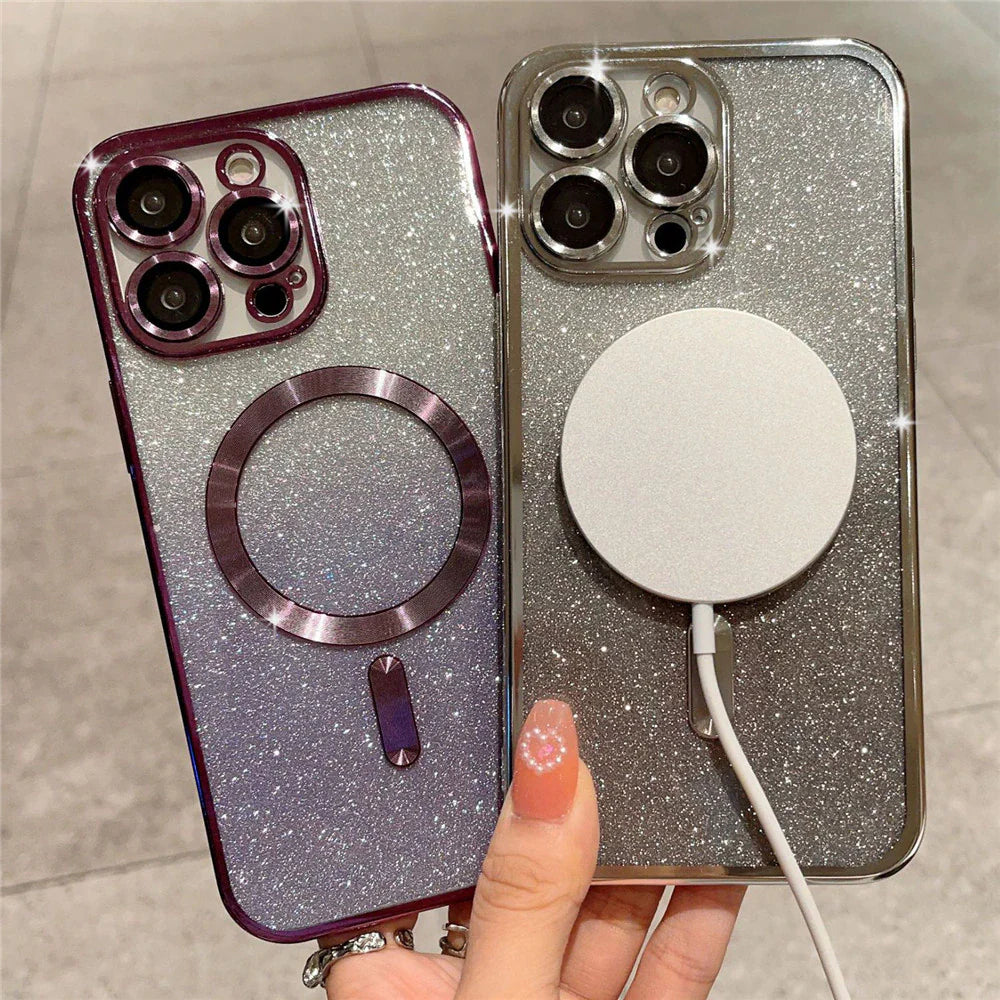 iPhone 14 Series - Luxury Glitter Plating Magsafe Case