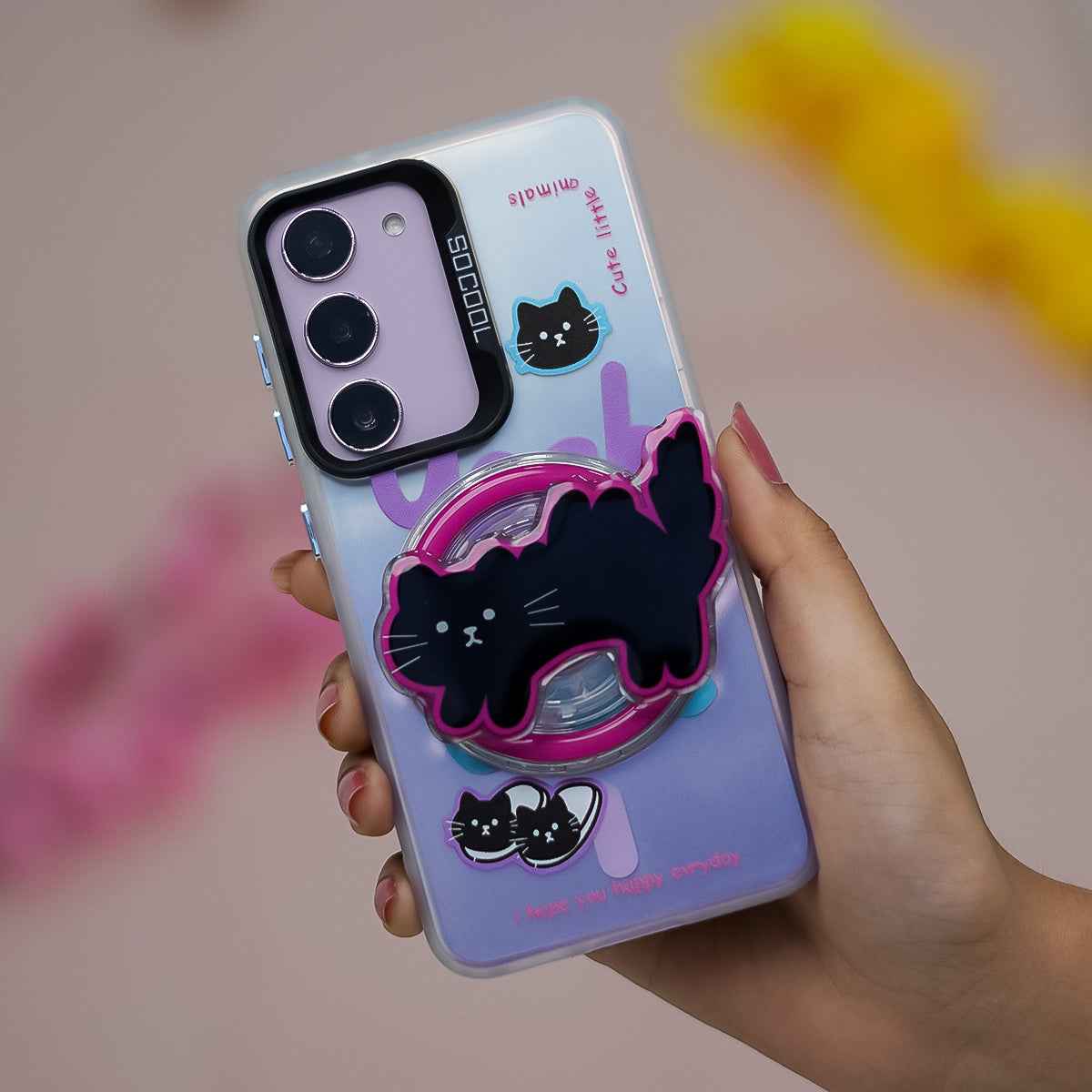 Black Cat Case With Magnetic Holder - Galaxy