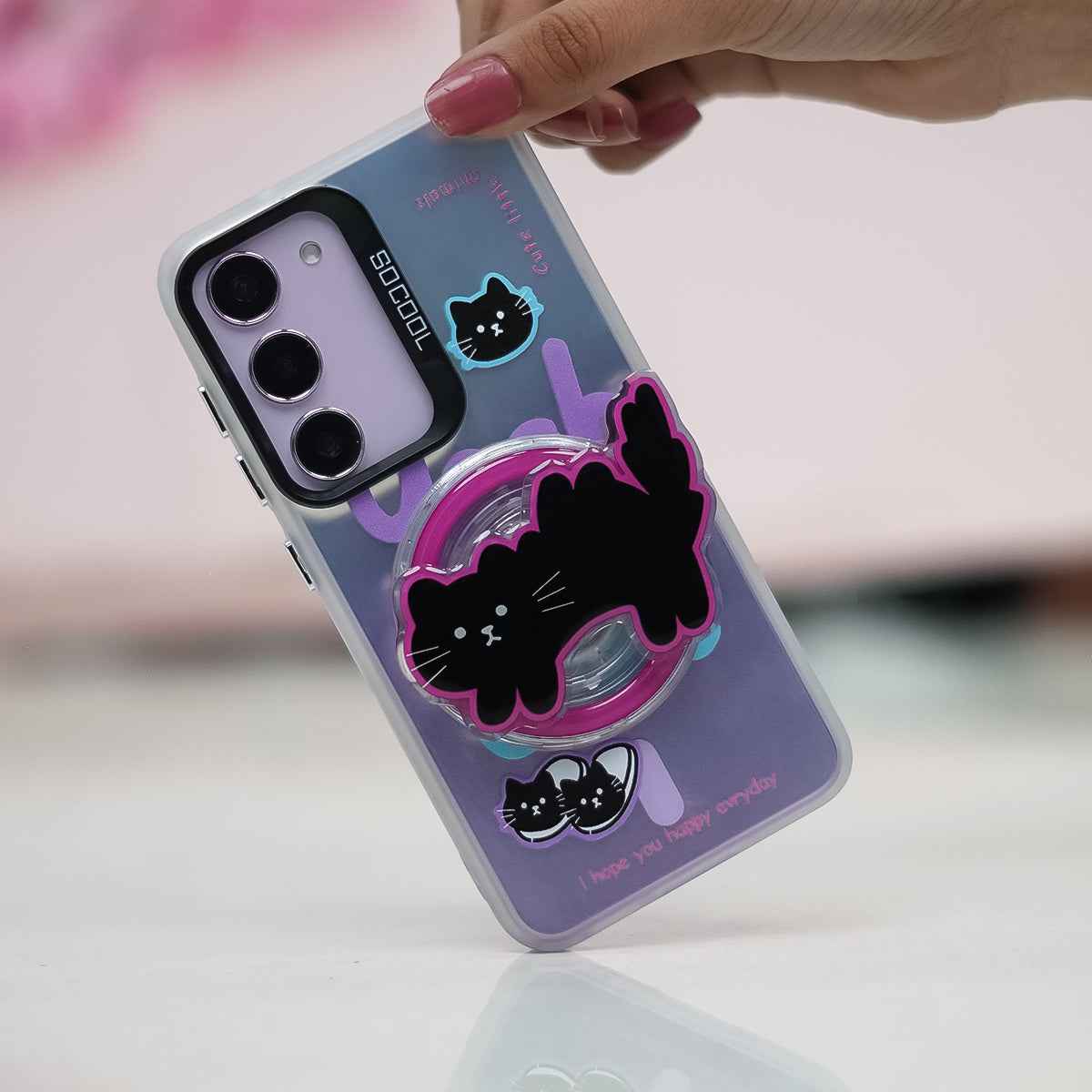 Black Cat Case With Magnetic Holder - Galaxy