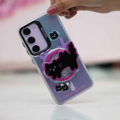 Black Cat Case With Magnetic Holder - Galaxy