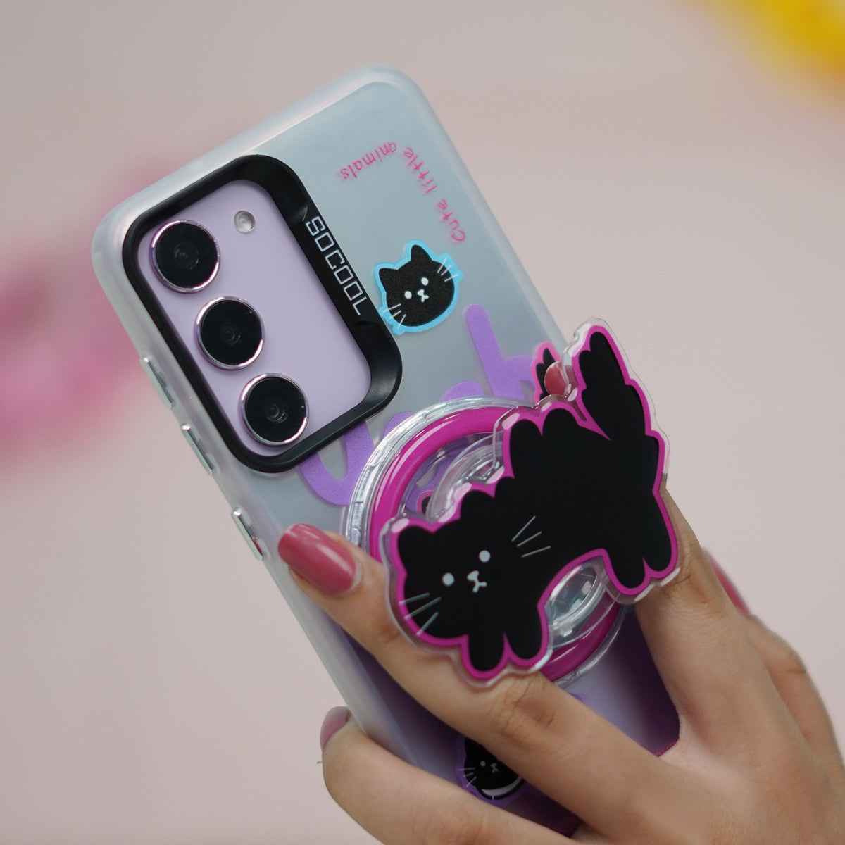 Black Cat Case With Magnetic Holder - Galaxy