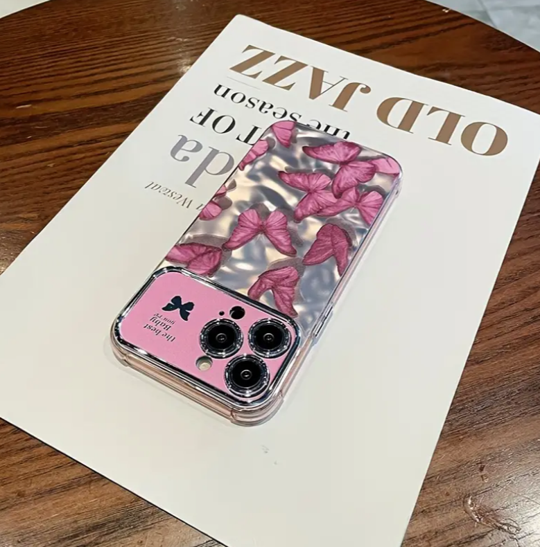 Pink Butterfly Case with Bracelet