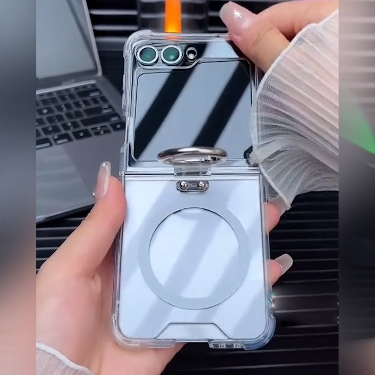 Crystal Clear Magsafe Metal Ring Holder Case