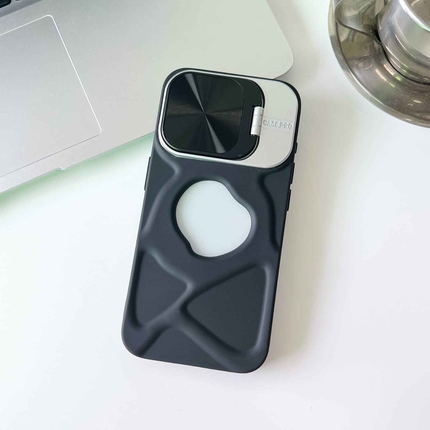 Soft Silicone Bracket Camera Protect Case - iPhone