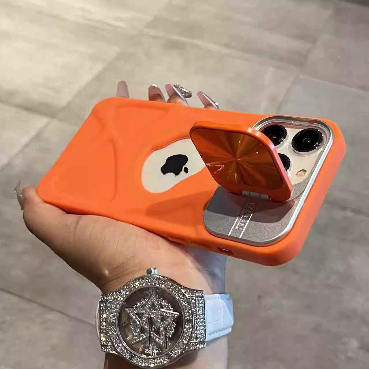 Soft Silicone Bracket Camera Protect Case - iPhone