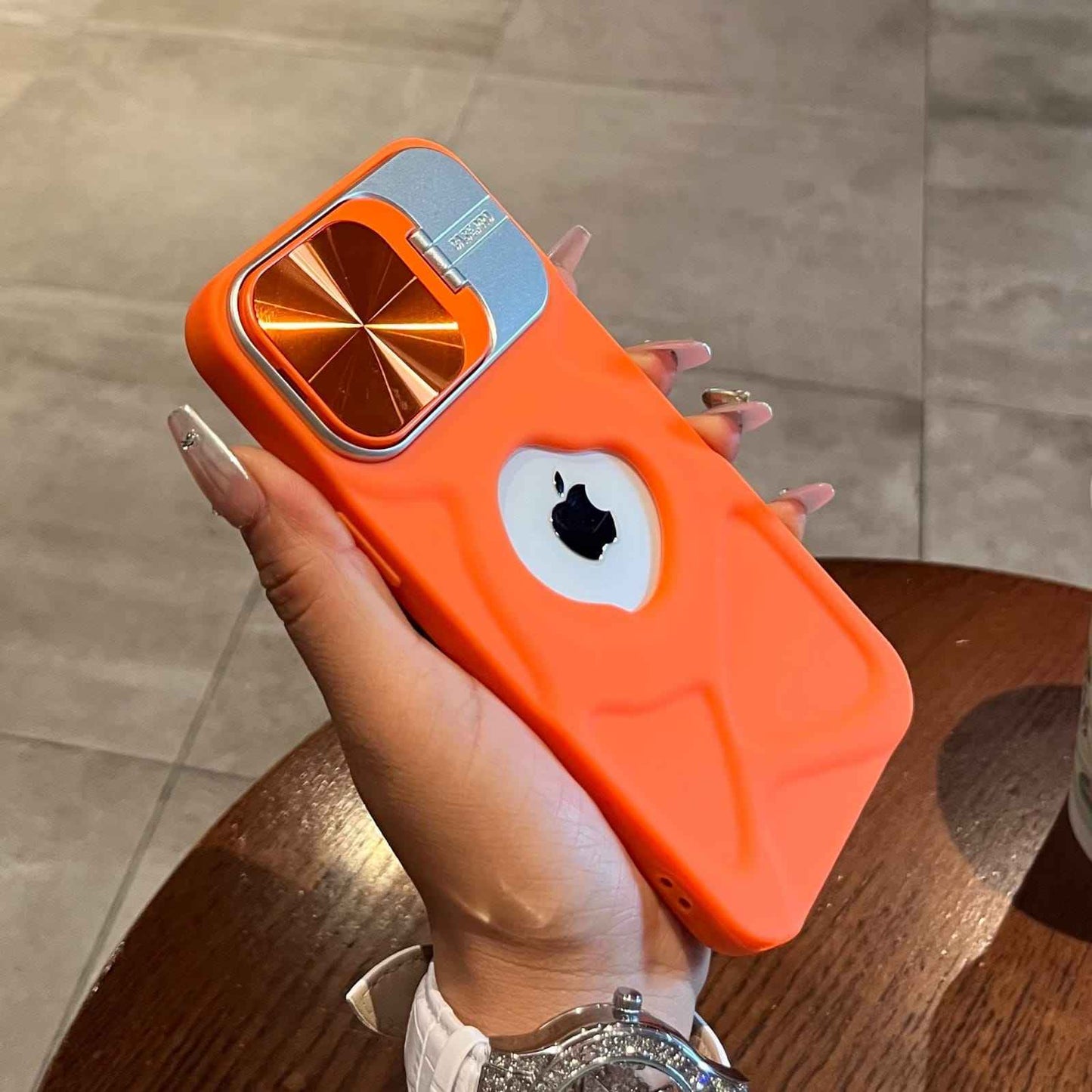 Soft Silicone Bracket Camera Protect Case - iPhone
