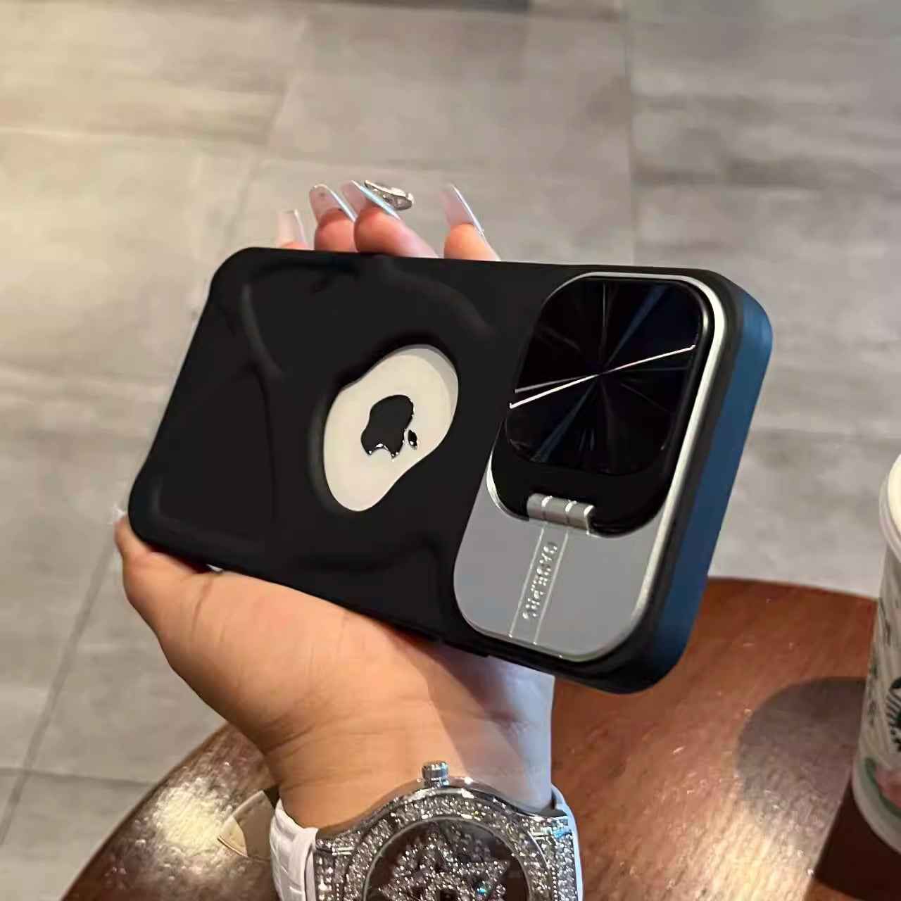 Soft Silicone Bracket Camera Protect Case - iPhone