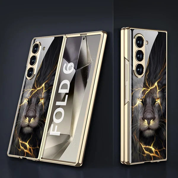 Galaxy Z Fold Series -  Animal Printed 9H Tempered Glass Case