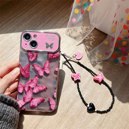 Pink Butterfly Case with Bracelet