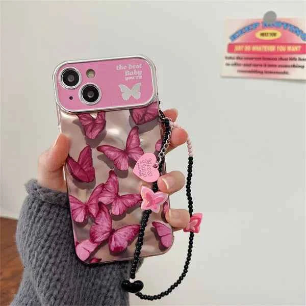 Pink Butterfly Case with Bracelet