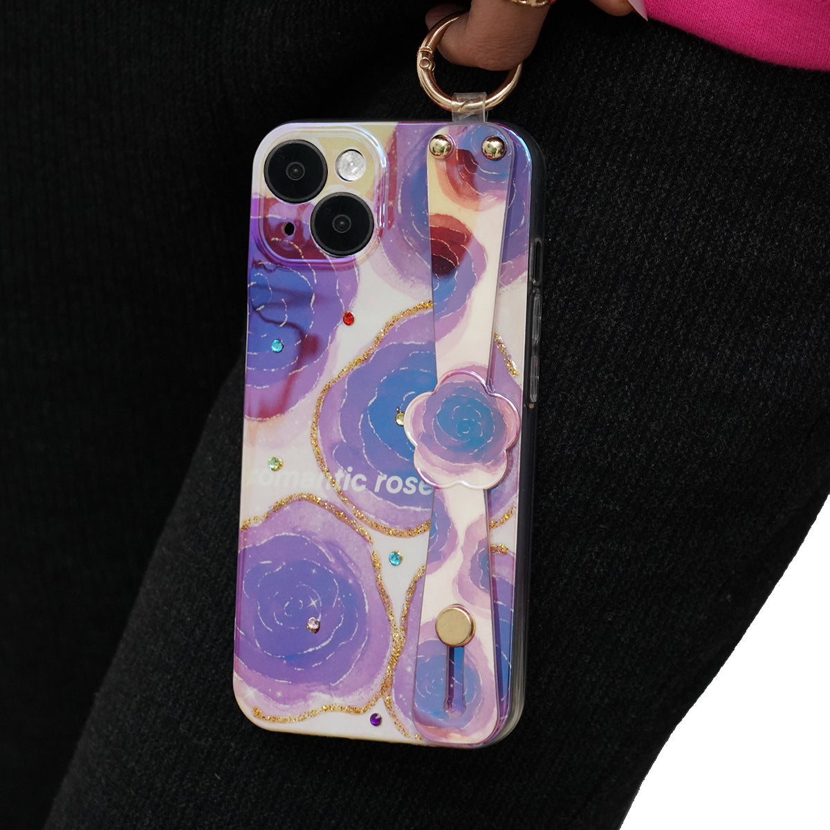 Purple Rose Wrist Strap Case