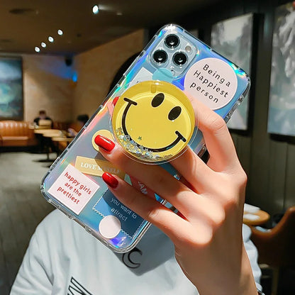 Pop-Grip Smiley Glitter Case