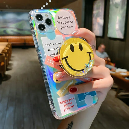 Pop-Grip Smiley Glitter Case