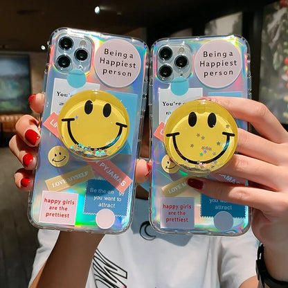 Pop-Grip Smiley Glitter Case