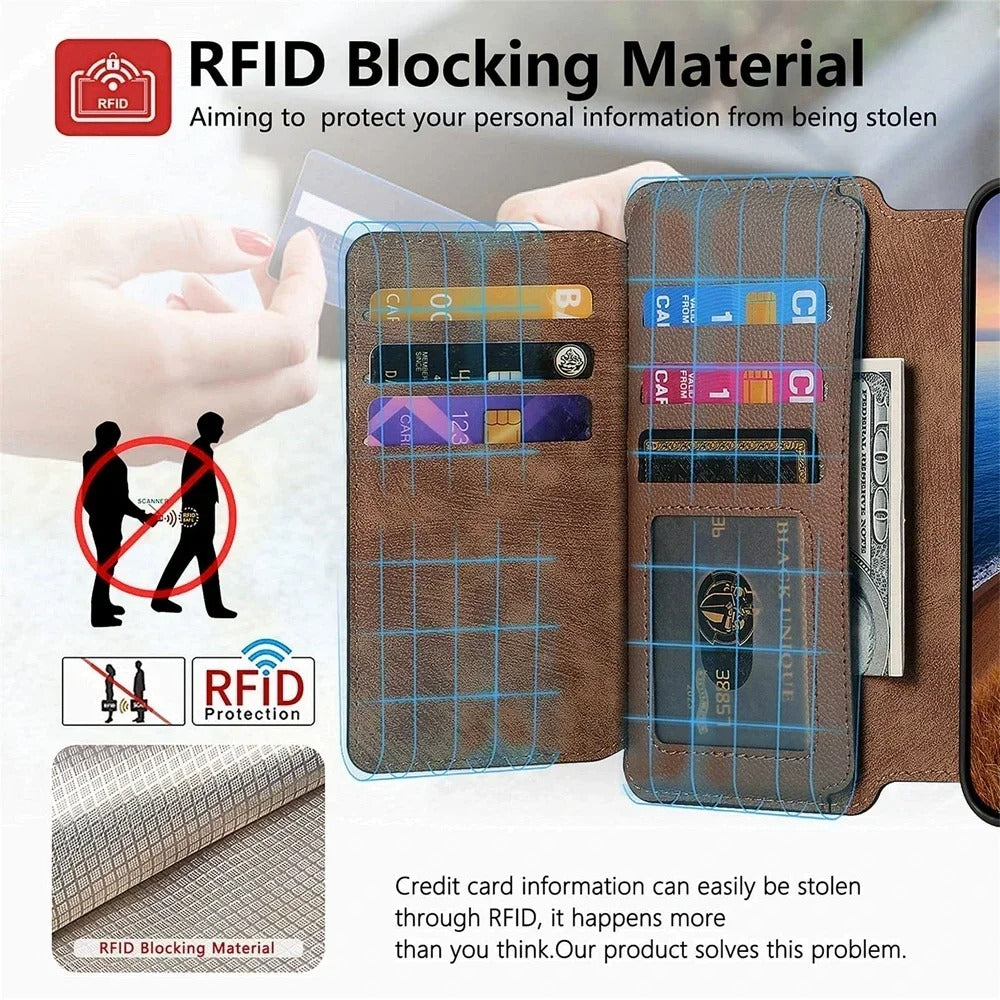 iPhone Series - Detachable Card Solt Wallet Leather Case