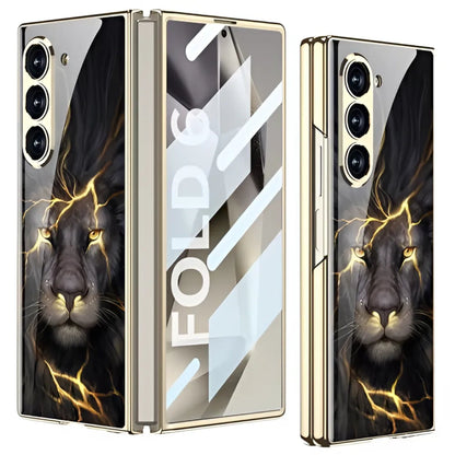 Galaxy Z Fold Series -  Animal Printed 9H Tempered Glass Case